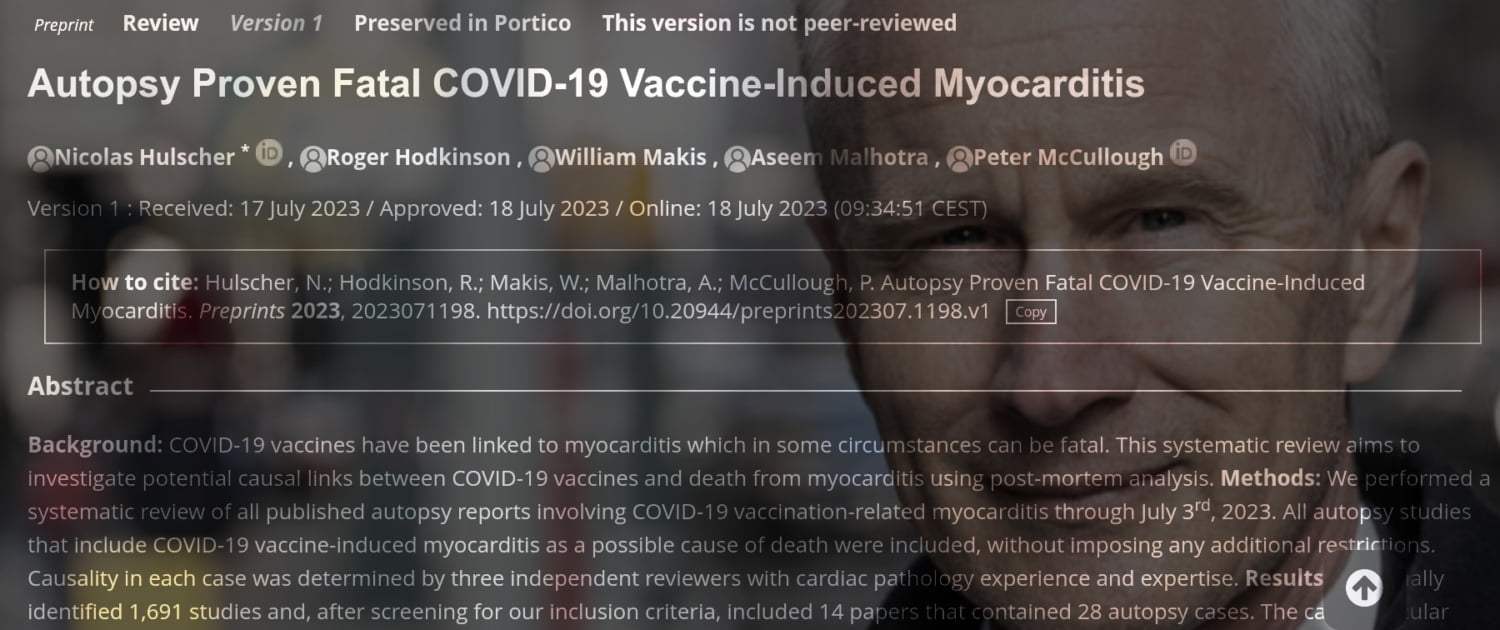 Autopsy Proven Fatal COVID-19 Vaccine-Induced Myocarditis 21