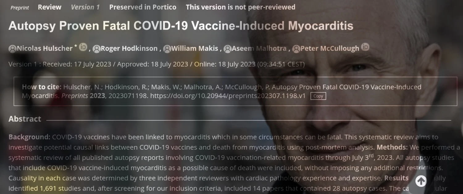 Autopsy Proven Fatal COVID-19 Vaccine-Induced Myocarditis 22